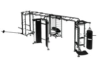 TKO Stretching + Boxing + Rebounder + Power Rack Station – Multi-Station Functional Trainer with Dual Cable Stacks, Combat Zone & Half Power Cage