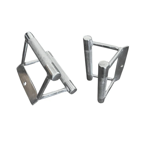 Seated Row / Close Grip Chin Cable Attachment - Muscle D Fitness - Triangle - Chrome Finish, Knurled Handles