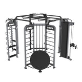 TKO Functional Trainer Rebounder Power Rack Station – Dual Stack Cable Trainer with Rebounder, Half Power Cage & Monkey Bars