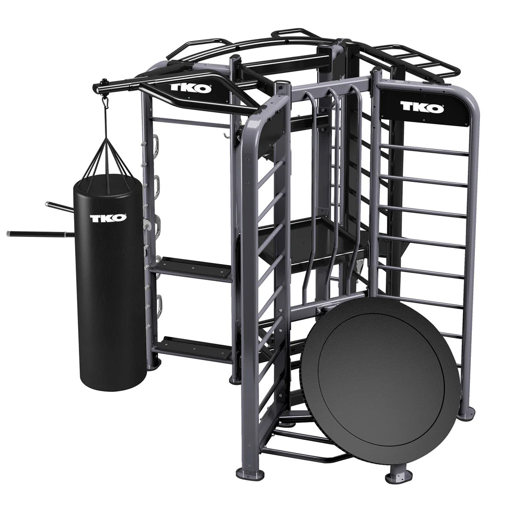 TKO Group Functional Studio – Compact Multi-Station Functional Rig with Combat, Rebounder, Stall Bars/TRX & Functional Zones