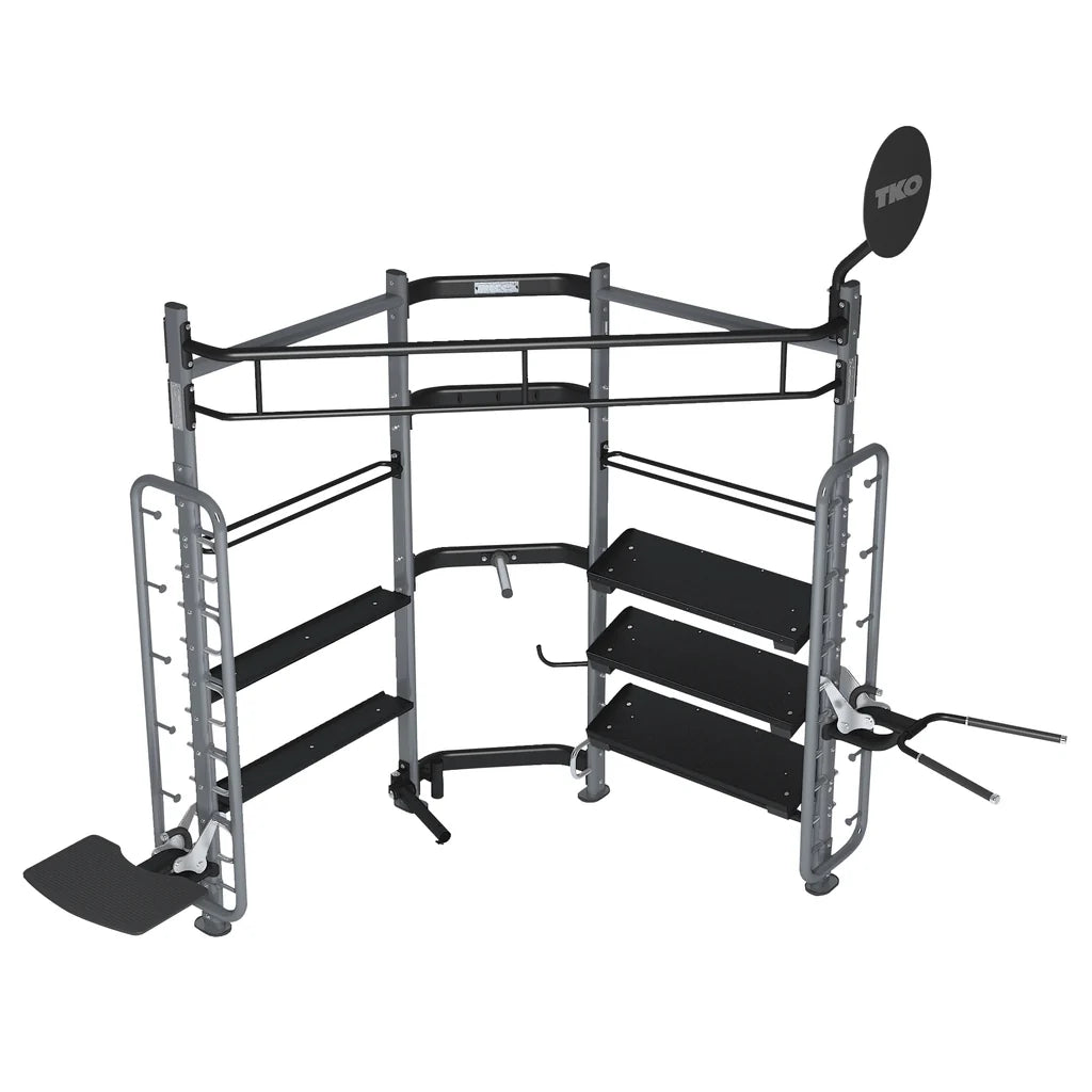 TKO Group Functional Corner Unit – Multi-Station Functional Trainer with Dip, Landmine & Plyo Step Attachments