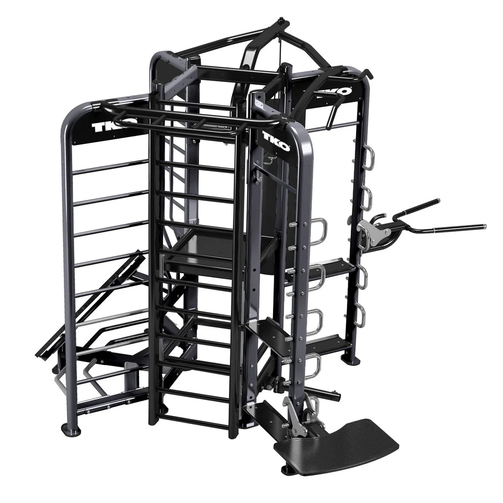 TKO Group Functional Studio – Compact Multi-Station Functional Rig with Combat, Rebounder, Stall Bars/TRX & Functional Zones