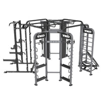 TKO Functional Trainer Rebounder Power Rack Station – Dual Stack Cable Trainer with Rebounder, Half Power Cage & Monkey Bars