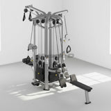 4 Stack Megatron Deluxe Jungle Gym - Muscle D Fitness - Commercial Lat Pull, Low Row, Adj. Hi/Low Pulleys