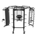 TKO Functional Trainer Rebounder Power Rack Station – Dual Stack Cable Trainer with Rebounder, Half Power Cage & Monkey Bars