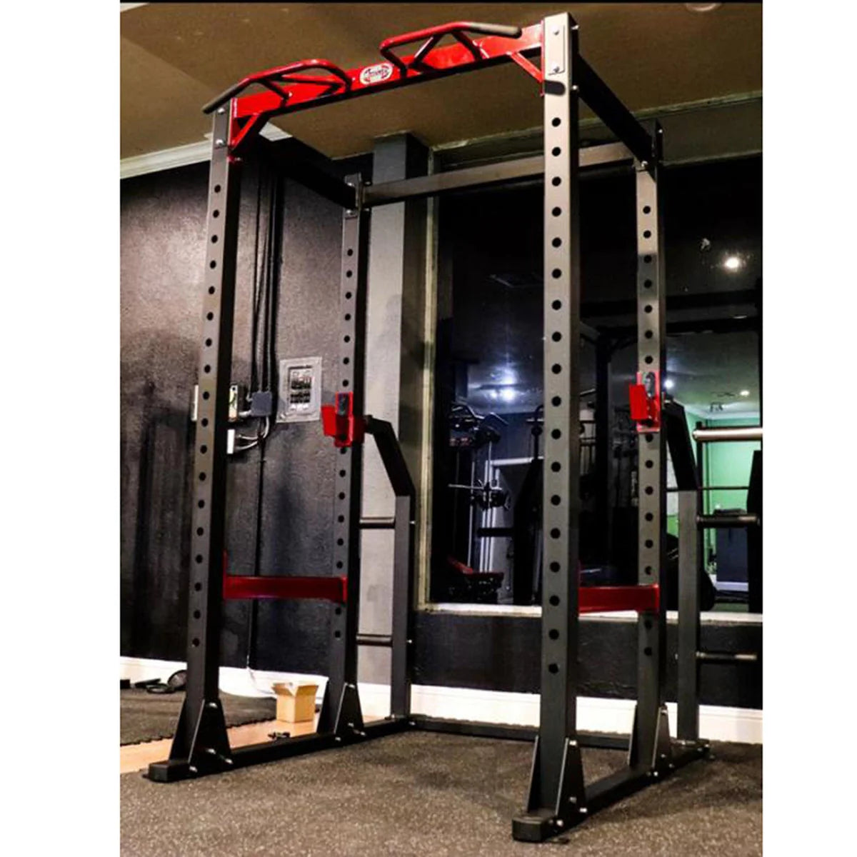 Compact Power Cage - Muscle D Fitness - Adjustable Squat Rack - Gym Storage - Chin up Bar - Home Gym