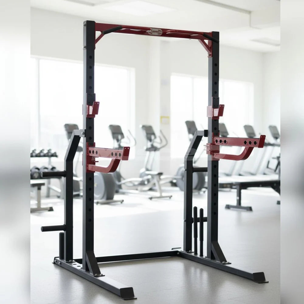 Compact Half Cage - Muscle D Fitness - Bar & Plate Storage and Dip Station Included