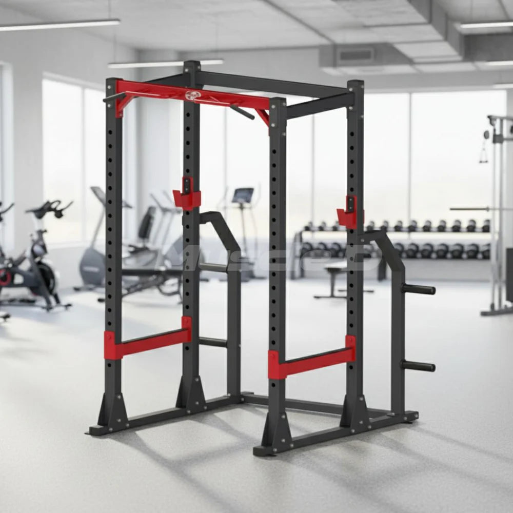 Compact Power Cage - Muscle D Fitness - Adjustable Squat Rack - Gym Storage - Chin up Bar - Home Gym
