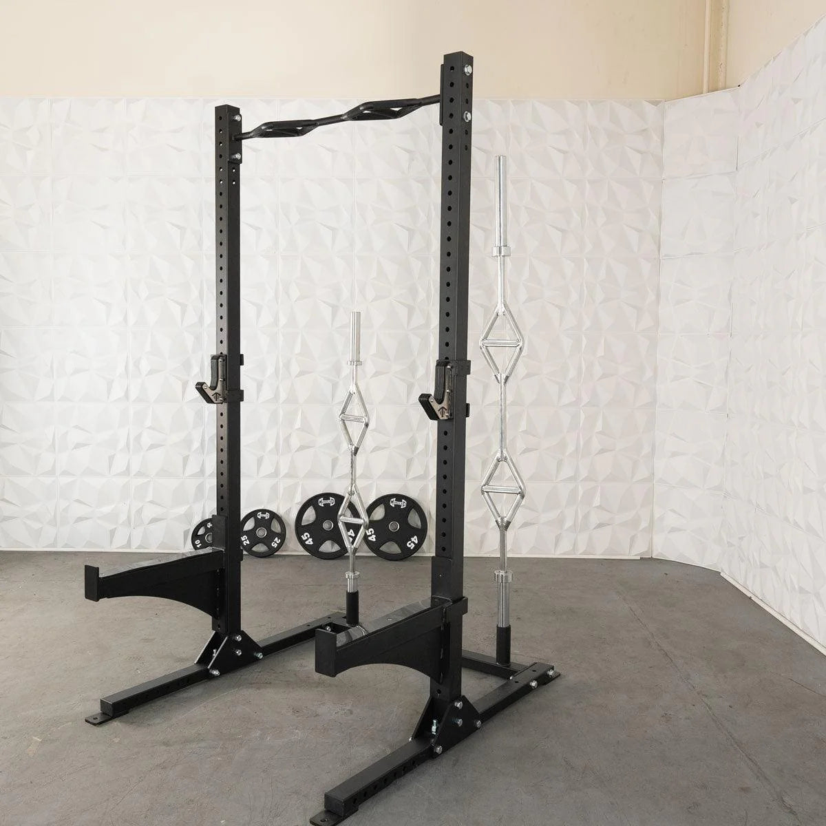 TGrip Commercial Squat Stand - 3x3 Steel - Functional Multi-Grip Pull-Up - Bar & Plate Storage - J-Hook