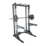 Deluxe Half Rack - Muscle D Fitness - Heavy Duty - Adjustable Safety Bars - Pull Up - Vertical Olympic Bar Storage