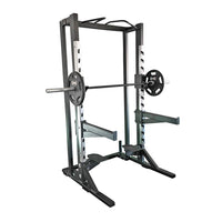 Deluxe Half Rack - Muscle D Fitness - Heavy Duty - Adjustable Safety Bars - Pull Up - Vertical Olympic Bar Storage