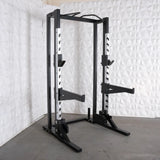 Deluxe Half Rack - Muscle D Fitness - Heavy Duty - Adjustable Safety Bars - Pull Up - Vertical Olympic Bar Storage