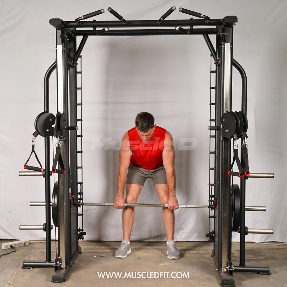 Muscle D Fitness Dual Adjustable Pulley Smith Combo – Full Body Trainer