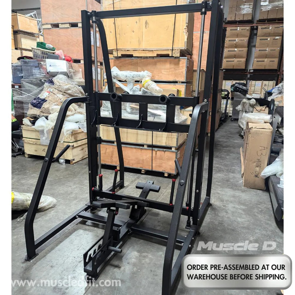 Excel Vertical Leg Press - Muscle D Fitness - Plate Load Leg Press - Adjustabe Back Pad - Weight Storage Pegs - Safety stops