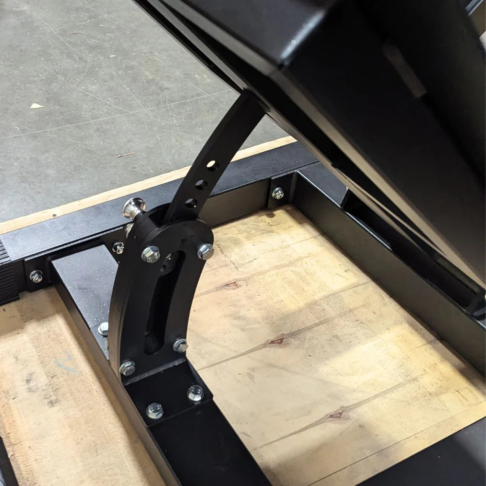 Excel Open Linear Bearing Hack Squat - Muscle D Fitness - Plate Load Squat Machine - Plate Storage Pegs - Adjustable Foot Plate