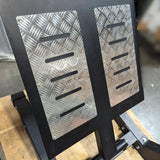 Excel Open Linear Bearing Hack Squat - Muscle D Fitness - Plate Load Squat Machine - Plate Storage Pegs - Adjustable Foot Plate