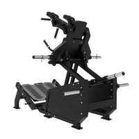 Excel Glute Line Hack Squat / Front Squat - Muscle D Fitness - Plate Load Squat Machine - Counter Balanced - Plate Storage Pegs