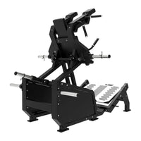 Excel Glute Line Hack Squat / Front Squat - Muscle D Fitness - Plate Load Squat Machine - Counter Balanced - Plate Storage Pegs