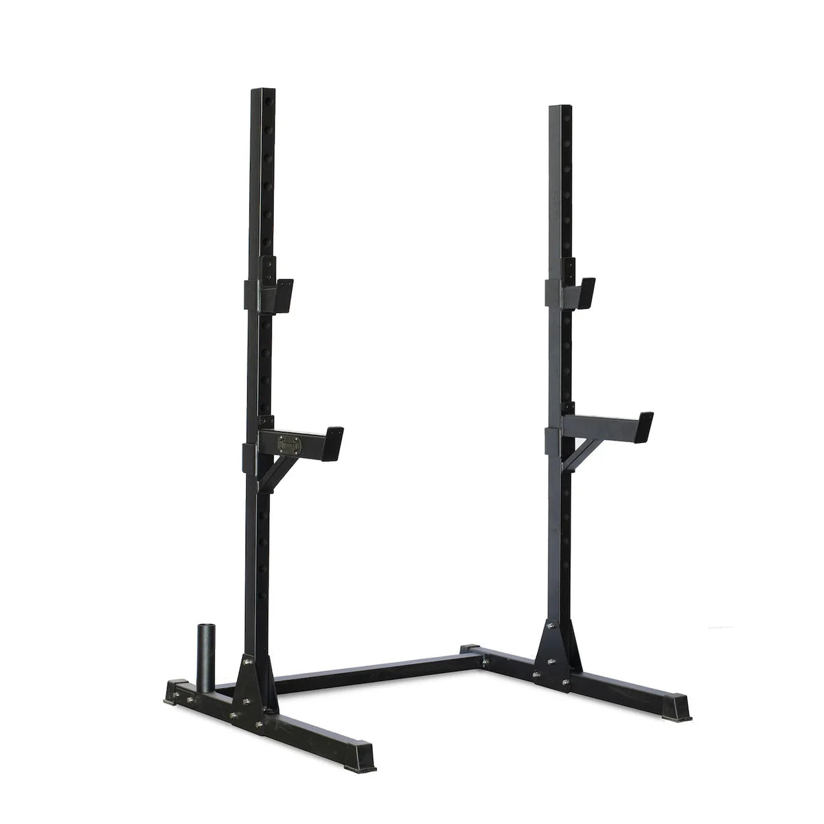 Compact Squat Stand - Muscle D Fitness - Adjustable Safety Guards - Vertical Bar Storage - Home Gym