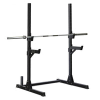 Compact Squat Stand - Muscle D Fitness - Adjustable Safety Guards - Vertical Bar Storage - Home Gym