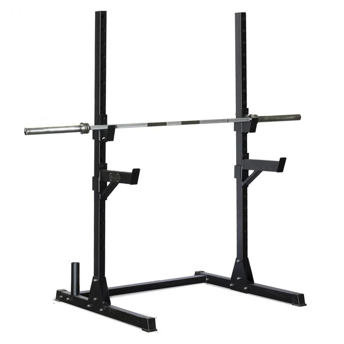 Compact Squat Stand - Muscle D Fitness - Adjustable Safety Guards - Vertical Bar Storage - Home Gym