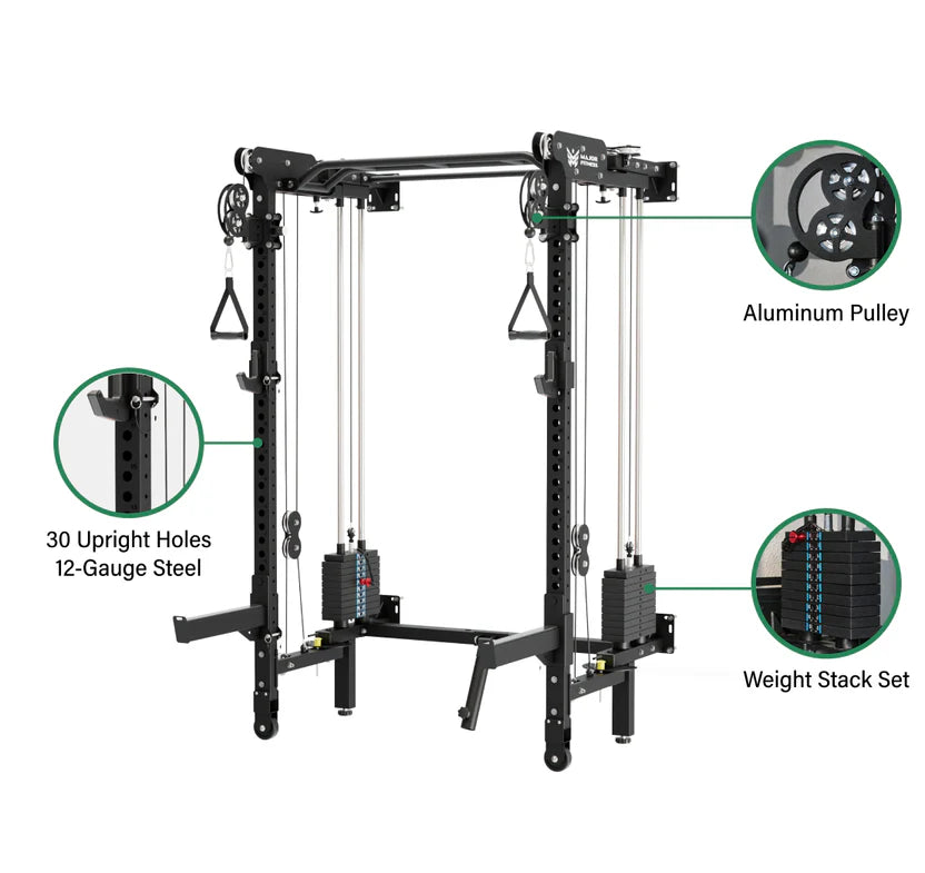 Major Fitness F35 Pro Wall-Mount Folding All-In-One Power Rack Home Gym