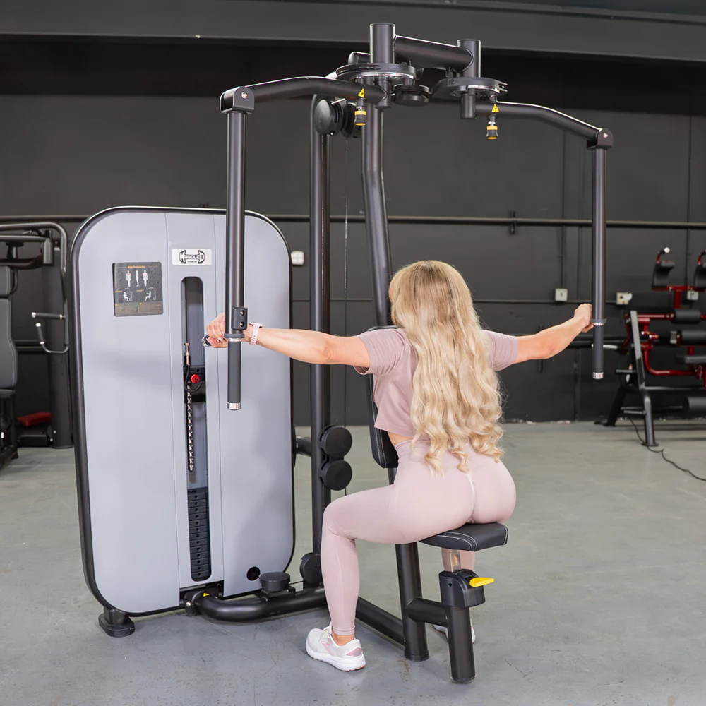 Vogue Pec Deck/Rear Delt - Muscle D Fitness - Adjustable Seat - Pin Selectorized - Chest Back Workout Combo