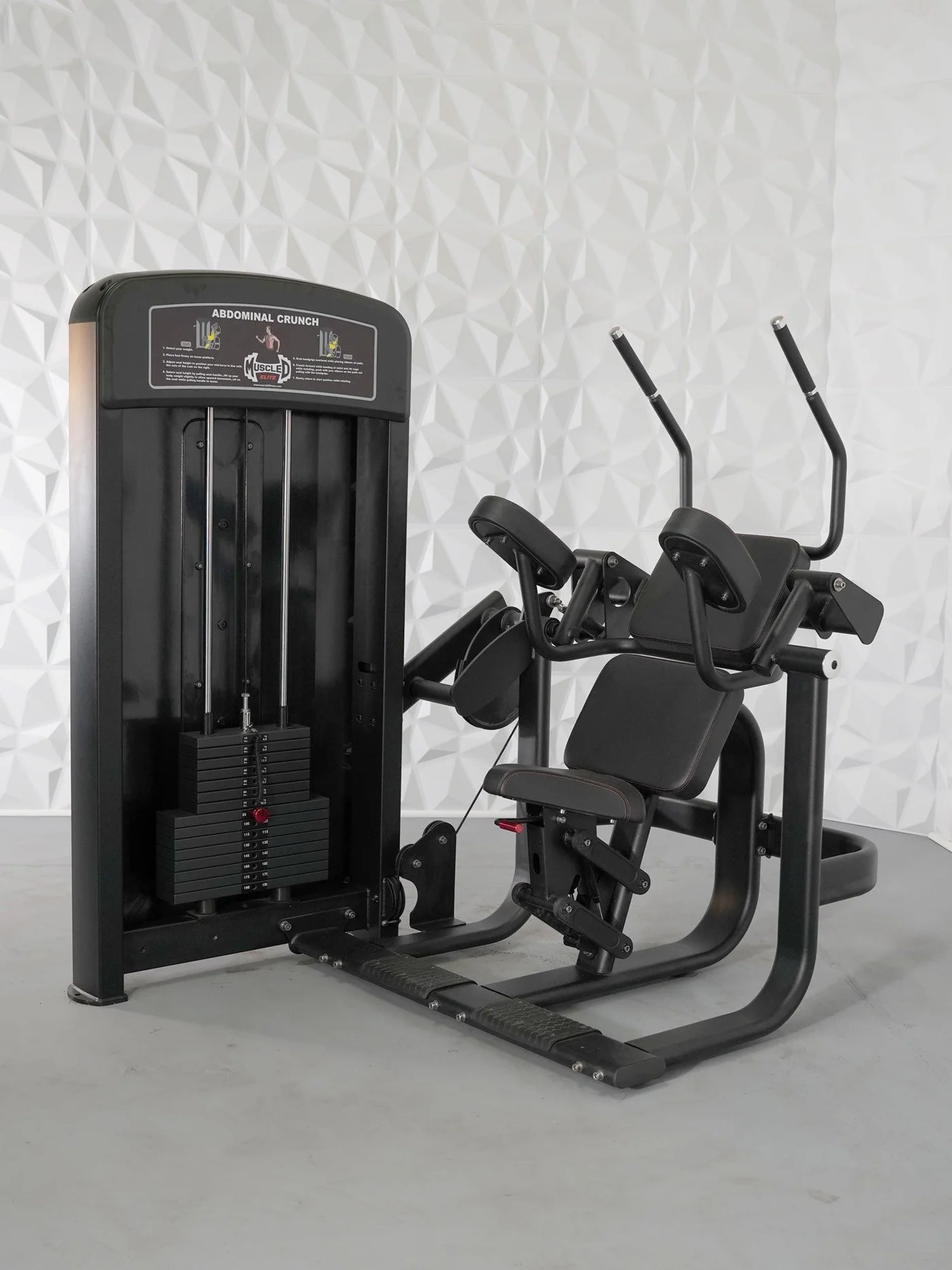 Elite Selectorized Ab Crunch Machine - Muscle D Fitness - Commercial Grade - Adjustable Seat - Pin Selectorized - Abdominal Workout