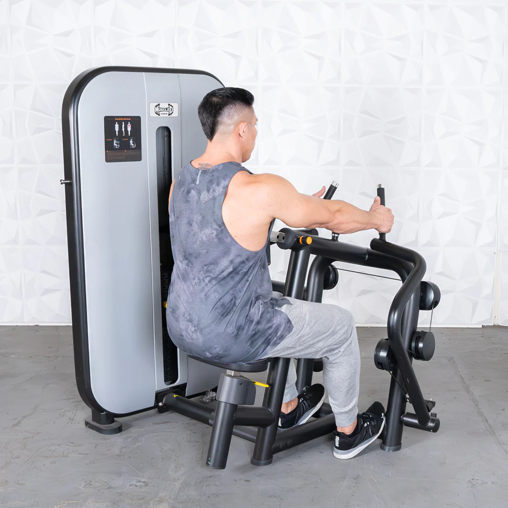 Vogue Seated Row - Muscle D Fitness - Adjustable Seat - Pin Selectorized - Lat Workout